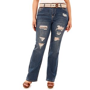 Juniors' Plus Size Wallflower Legendary Ripped Bootcut Jeans