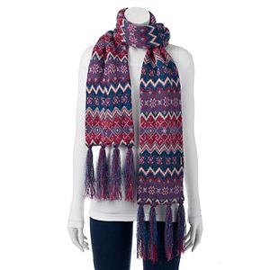 MUK LUKS Zigzag Fringed Oblong Scarf