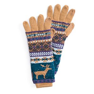 Women's MUK LUKS 3-in-1 Reindeer Fairisle Tech Gloves
