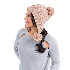 Women's MUK LUKS Cable-Knit Triple Pom-Pom Hat