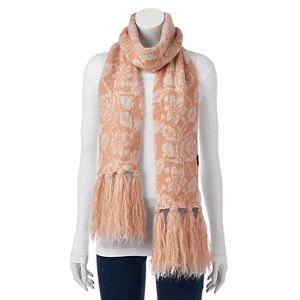 MUK LUKS Floral Fringed Oblong Scarf