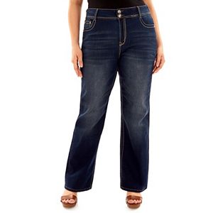 Juniors' Plus Size Wallflower Luscious Curvy Embellished Bootcut Jeans