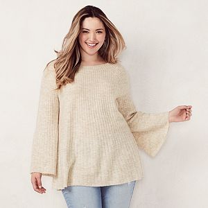 Plus Size LC Lauren Conrad Ribbed Boatneck Sweater