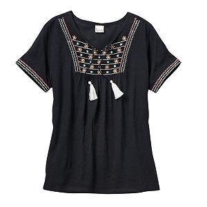 Girls 7-16 Mudd® Embroidered Gauze Peasant Top