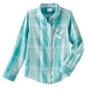 Girls 4-10 Jumping Beans® Long Sleeve Sparkle Button-Front Shirt