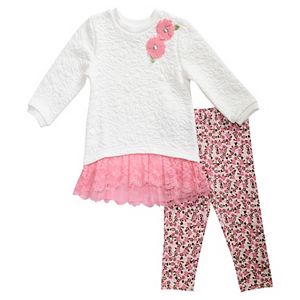 Toddler Girl Youngland Lace Sweater Dress & Leggings Set