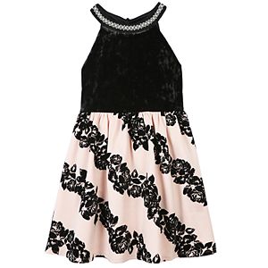 Girls 7-16 & Plus Size Speechless Flocked Rose Skirt Dress