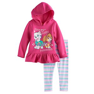 Toddler Girl Paw Patrol Everest & Skye Hooded Top & Striped Leggings Set