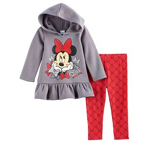Disney's Minnie Mouse Toddler Girl Fleece Lined Ruffled Hoodie & Leggings Set