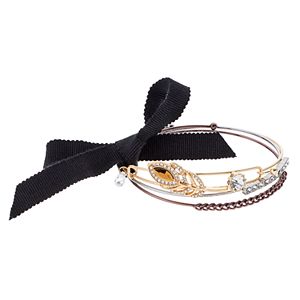 Simply Vera Vera Wang Leaf, Bar & Curb Chain Bangle Bracelet Set