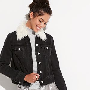 k/lab Faux-Fur Collar Jean Jacket