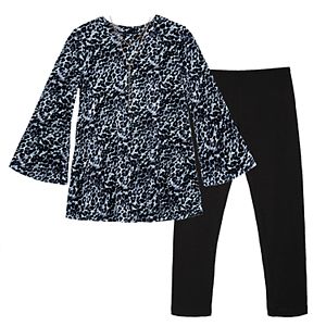 Girls 7-16 IZ Amy Byer Leopard Print Velvet Top & Leggings Set with Necklace