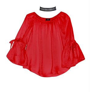 Girls 7-16 & Plus Size IZ Amy Byer Tie Bell Sleeve Top with Choker Necklace