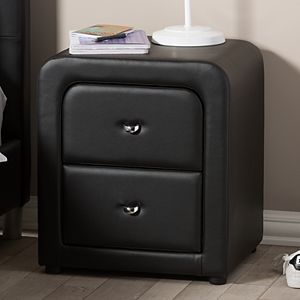 Baxton Studio Upholstered Faux-Leather Nightstand