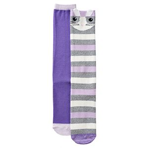 Girls 4-16 Cuddl Duds Bunny Face & Solid Mix & Match Knee High Socks