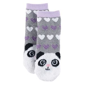 Girls 4-16 Cuddl Duds Panda Face Slipper Socks