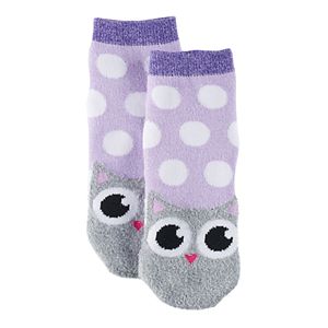 Girls 4-16 Cuddl Duds Owl Face Slipper Socks