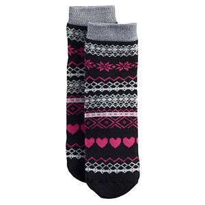 Girls 4-16 Cuddl Duds Plushfill Snowflake Pattern Slipper Socks