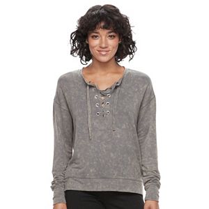 Juniors' Mudd® Lace-Up Sweatshirt