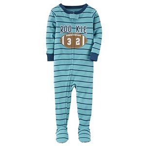 Baby Boy Carter's Embroidered Striped Footed Pajamas