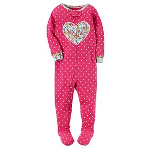 Baby Girl Carter's Floral Applique Footed Pajamas