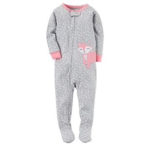 Baby Girl Carter's Applique Dotted Footed Pajamas