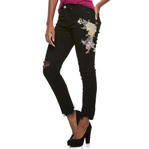 Juniors' Indigo Rein Destructed Skinny Jeans