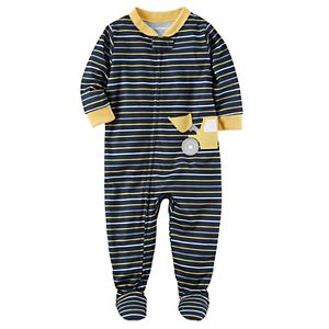Baby Boy Carter's Applique Striped One-Piece Footed Pajamas