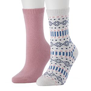 Women's SONOMA Goods for Life™ 2-pk. Solid & Fairisle Crew Socks