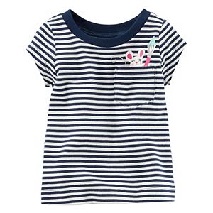 Baby Girl Carter's Striped Graphic Pocket Short-Sleeve Tee