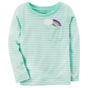 Baby Girl Carter's Striped Graphic Pocket Long-Sleeve Tee