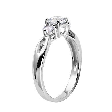 Sterling Silver Cubic Zirconia 3-Stone Ring