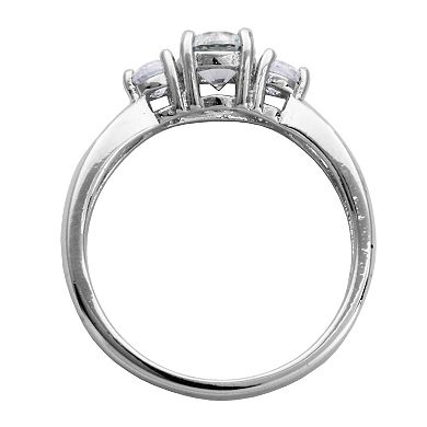 Sterling Silver Cubic Zirconia 3-Stone Ring