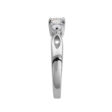 Sterling Silver Cubic Zirconia 3-Stone Ring