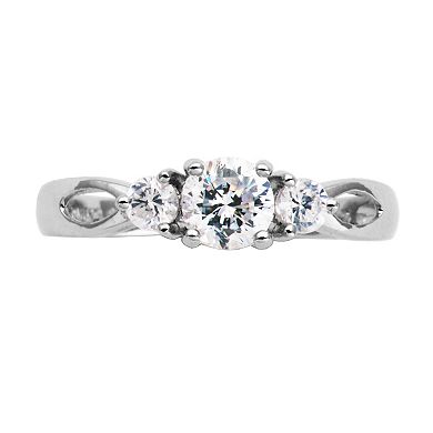 Sterling Silver Cubic Zirconia 3-Stone Ring