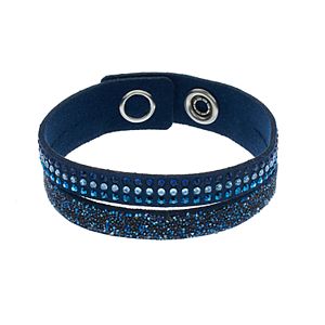 Simply Vera Vera Wang Blue Faux Leather Double Row Wrap Bracelet with Swarovski Crystals