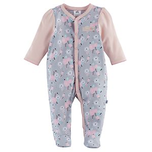 Baby Girl Just Born Floral Scalloped Sleep & Play