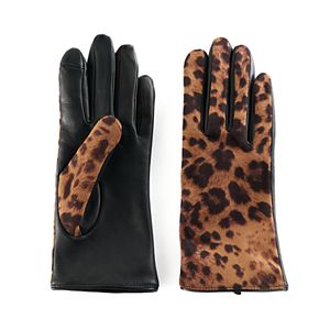 Women's Apt. 9® Leopard Print Leather Tech Gloves