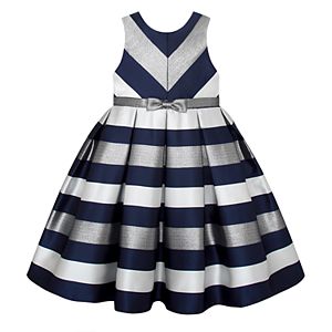 Girls 7-16 & Plus Size American Princess Metallic Striped Dress