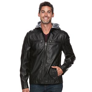Men's Urban Republic Faux-Leather Hooded Jacket