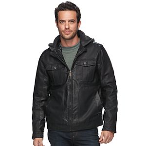 Men's Urban Republic Modern-Fit Faux-Leather Hooded Jacket