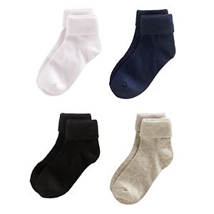 Girls 4-16 Elli by Capelli 4-pk. Ribbed Foldover Crew Socks