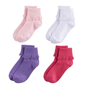 Girls 4-16 Elli by Capelli 4-pk. Scallop Trim Foldover Ankle Socks