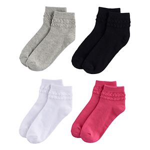 Girls 4-16 Elli by Capelli 4-pk. Bubble Trim Ankle Socks