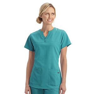 Plus Size Jockey Scrubs Classic Button Placket Short Sleeve Top