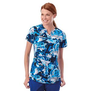 Women's Jockey Scrubs Classic Placket Print Short Sleeve Top