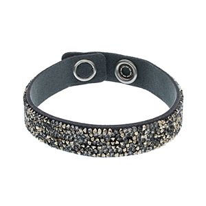 Simply Vera Vera Wang Dark Gray Faux Leather Wrap Bracelet with Swarovski Crystals