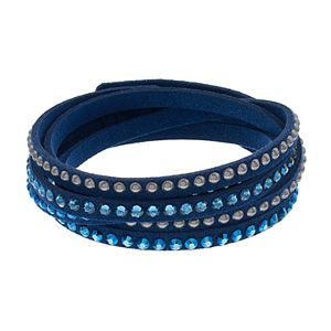 Simply Vera Vera Wang Blue Faux Leather Multi Row Wrap Bracelet with Swarovski Crystals