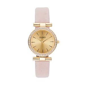 Studio Time Women's Crystal Leather Watch