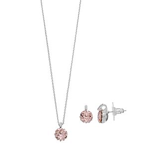 Brilliance Silver Plated Pendant & Stud Earring Set with Swarovski Crystals